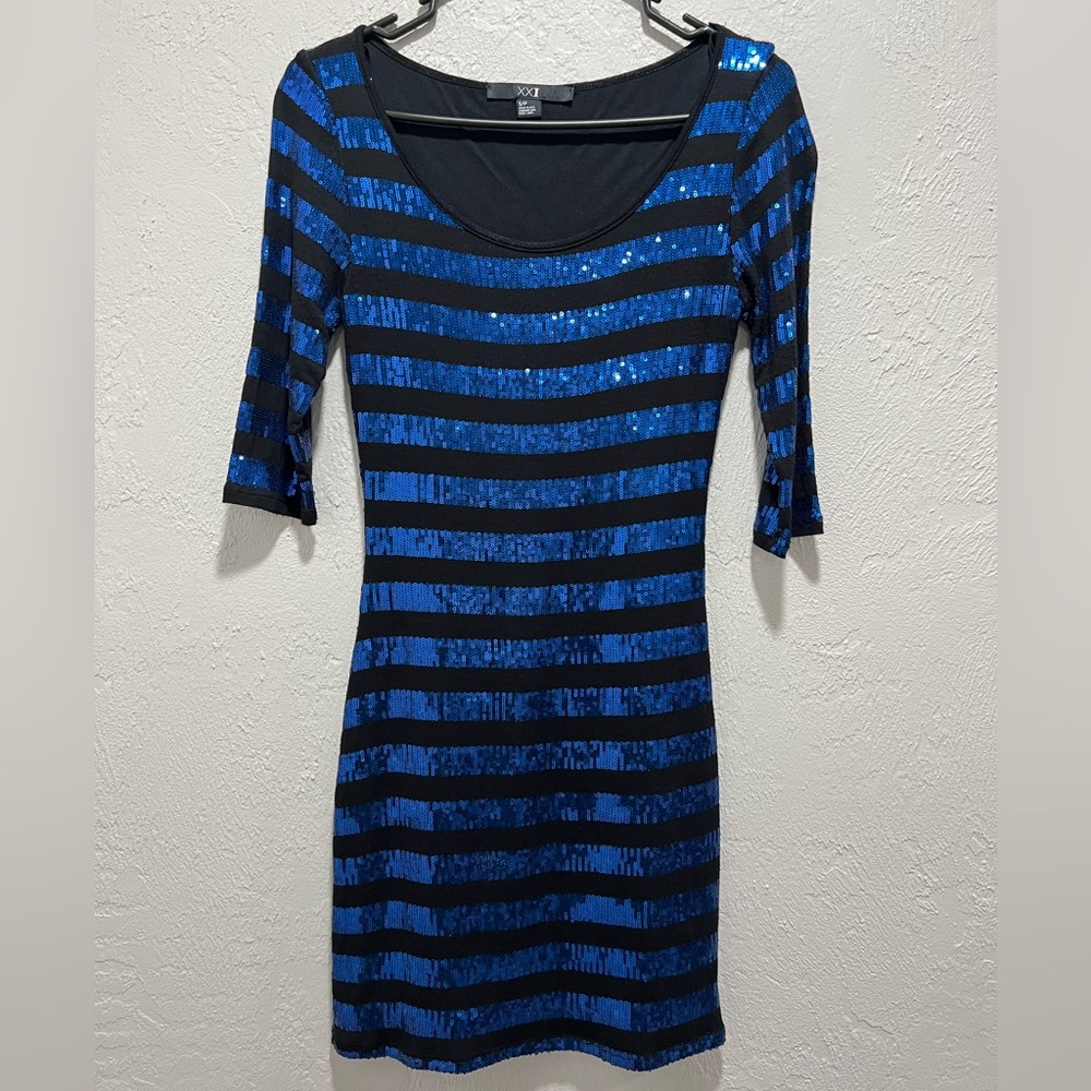 Black and Blue Sequin Dress